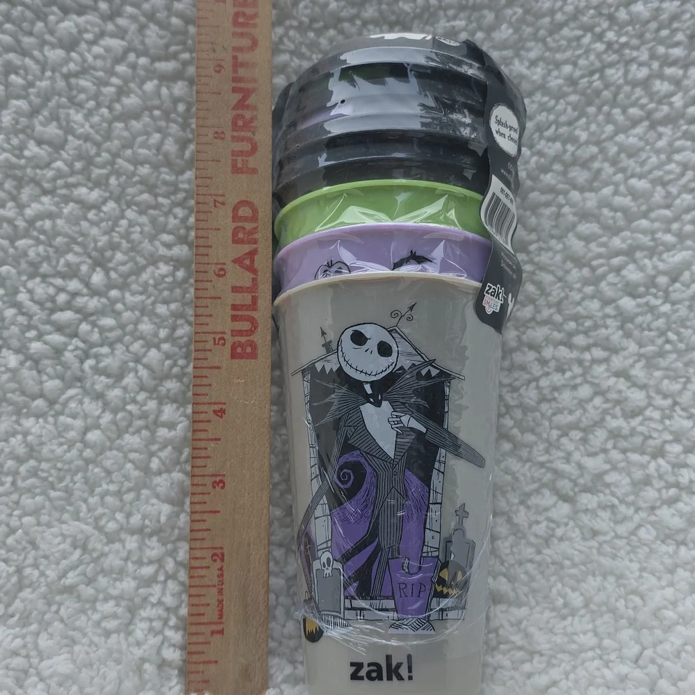 Disney The Nightmare Before Christmas 4 Pack Tumblers W/ Lids Black Green Purple
